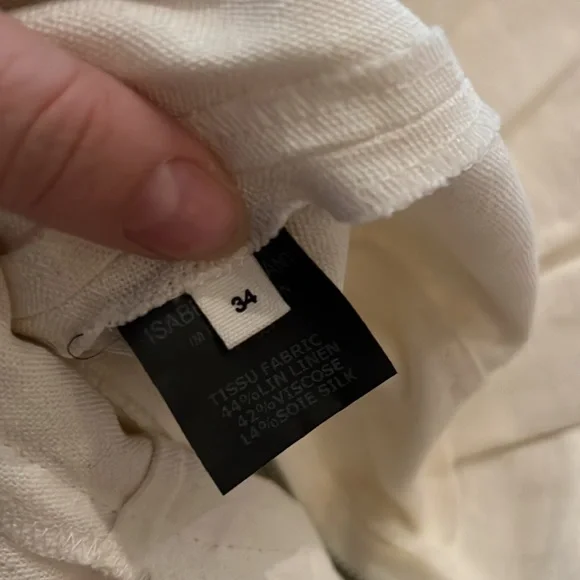 Isabel Marant Etoile natural cream canvas raw hem short sleeve top Size XS (34) - Picture 4 of 4